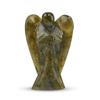 #ad Labradorite Gemstone Guardian Angel Hand Carved Pocket Angel for Positive Energy $10.44