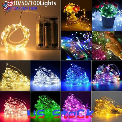 #ad 2M 3M 5M 10M LED Battery Fairy String Light Warm White Xmas Outdoor Garden Party $9.39