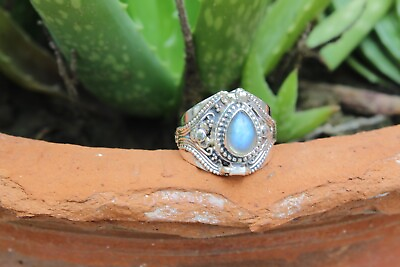 #ad Poison Ring Moonstone Gemstone Compartment Ring 925 Silver Plated BJ45 $11.99