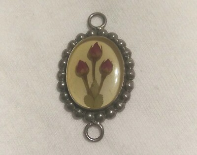 .925 pendant rose encased in Lucite vintage stamped mid century $8.00