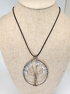 #ad Crystal Sterling Silver Tree Of Life Quartz Pendant Necklace Women#x27;s Jewelry $30.00