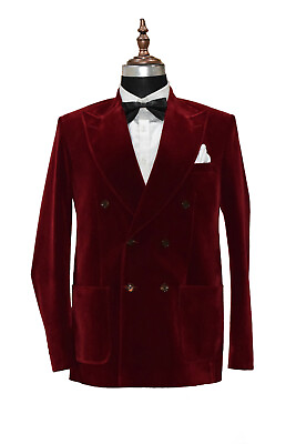 #ad Men Maroon Smoking Jackets Designer Elegant Luxury Party Wear Blazer Coats $135.89
