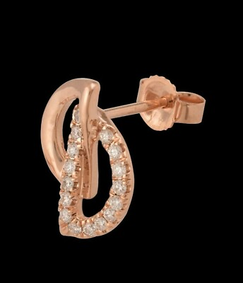 #ad quot;Dquot; initial 14k Yellow Gold Stud Earring 0.21ct VSSI FG Diamond Wedding Gift $329.99
