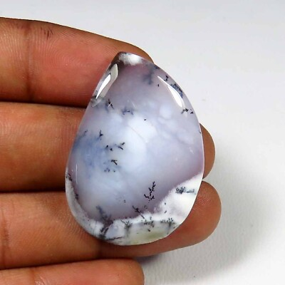 #ad Dendrite Opal Agate Smooth Fancy Cabochon 34x24 mm Natural Grey Gemstone DP 98 $9.09