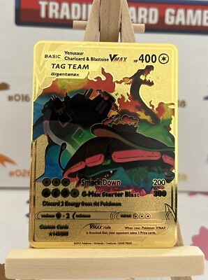 #ad Pokemon Gold Metal Card Tag Team Fun Art Card Best Gift Pokemon Collectors GBP 9.80
