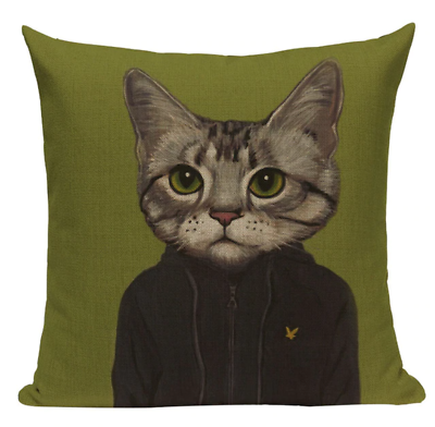 #ad Cat Turtleneck CAT4 Cushion Pillow Cover Cartoon Pet Feline Animal Formal Wear $16.77