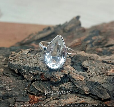#ad 925 Sterling Silver Crystal Quartz Gemstone Handmade Ring Jewelry S 6.5 R 424 $18.99