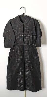 #ad Vtg 1960s Lorrie Deb of San Francisco Little Black Dress Half Sleeve Size 11 $34.00