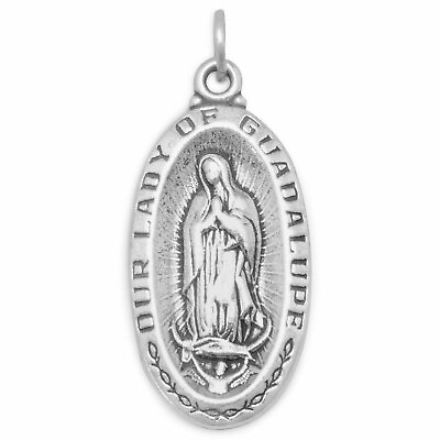 #ad 925 Silver quot;Our Lady of Guadalupequot; Medallion Charm Virgin Mary Holy Coin Pendant $59.52