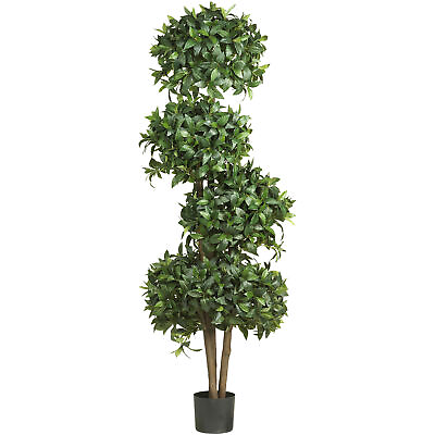 #ad Sweet Bay Topiary W 4 Balls Silk Tree Realistic Nearly Natural 69quot; Home Decor $315.53