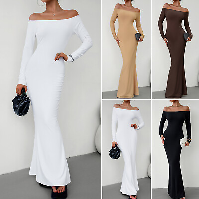 #ad Women#x27;s Dress Sexy Elegant Slim Fit High Waist Off Shoulder Long Dress $29.45