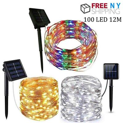 #ad 100 LED Solar Power String Fairy Lights Garden Outdoor Party Christmas Lamp $7.20
