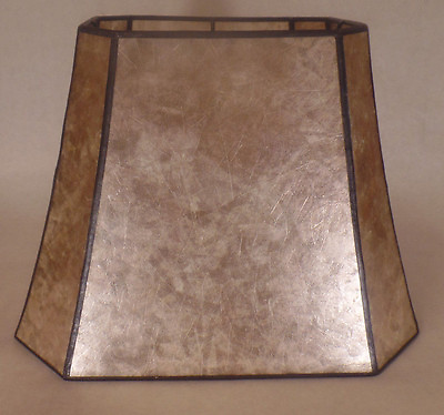 #ad New Rectangle Mica Lamp Shade Parchment Color Cut Corner Copper Foil Frame 707N $148.34