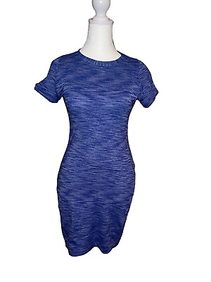 #ad Lululemon amp; go Where To Lycra Short Sleeve Heathered Sapphire Blue Dress Size 4 $28.00