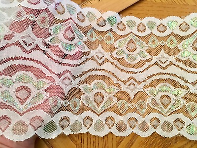 #ad Fluorescent Elastic Border Lace Trim for Sewing Crafts Lingerie 6” Wide $8.40