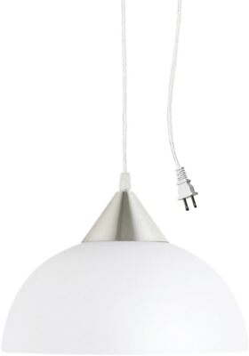 #ad Hanging Light Pendant Lighting w Plug in Cord Ceiling Fixture Lamp Shade White $30.99