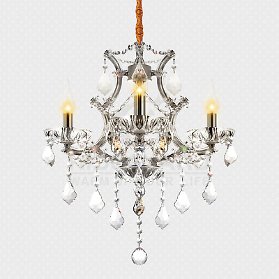 #ad 4 Lights Crystal Chandelier Adjustable Ceiling Pendant Light Lamp Fixture E12 $38.99