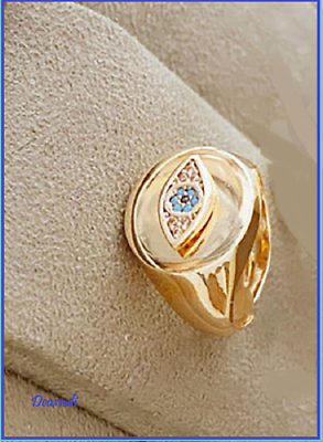 #ad Ring Eye Of Turkish Gold Of 14 KT Elected Silver With Amulet Of Luck $10.64