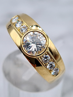 #ad Brillant Ring 585er Gelb Gold 7 Brillanten ges. 1.36 ct. Ring Größe : 61 EUR 7110.00