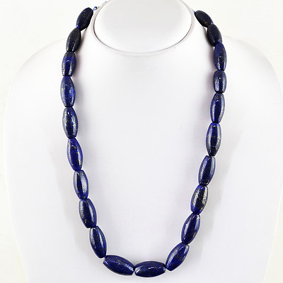 #ad EXCLUSIVE 525.50 CTS NATURAL SINGLE STRAND LAPIS LAZULI BEADS NECKLACE RS $28.90