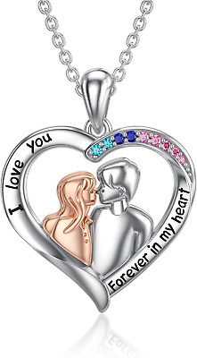 #ad 925 Sterling Silver Love Heart Necklace #x27;I Love You Forever in My Heart#x27; Penda $15.99