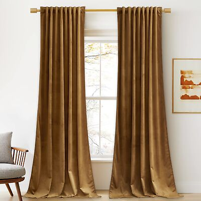 #ad Velvet Curtains 84 inches Gold Brown Blackout Thermal Insulated Window Drap... $59.38
