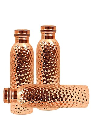 #ad Daily Use 1 Litre Three Hammered Copper Bottles $49.83