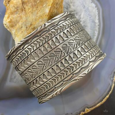 #ad Tawney Cruz Willie Native American Sterling Wide Stamped Bracelet For Women $712.50