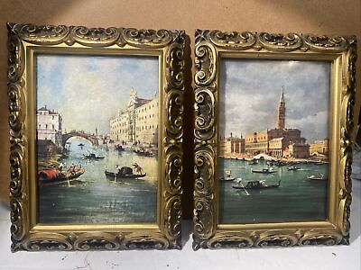 #ad The Doges Palace Canaletto amp; Rio Dei Mendicanti Guardi Framed Miniature Prints $58.00