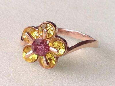 #ad Vintage Russian Ring Sterling Silver 925 amp; Gold Plated Zircon Women Size 6.5 $100.00