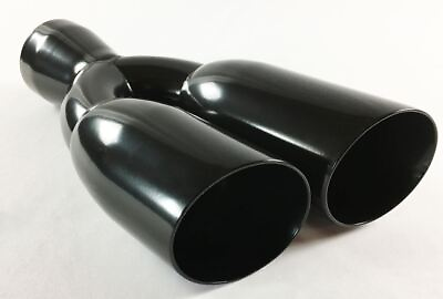 #ad Exhaust Tip 3.00quot; Inlet 3.00quot; Outlet 13.50quot; long Dual Round Slant Angle Black St $79.49