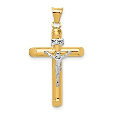 #ad 14K Gold Two tone Polished Crucifix Pendant 0.8 x 1.5 in $304.65