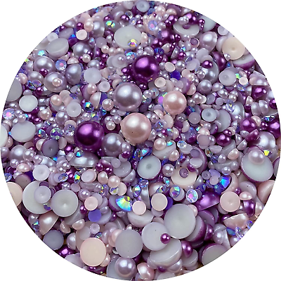 #ad Mix Flatback Pearls and Rhinestone60G Resin Rhinestones Half round Pearls for C $8.99