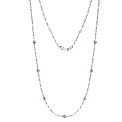 #ad 7 Stone Pink Tourmaline Womens Station Necklace 0.21 ctw 14K Gold JP:45441 $640.30