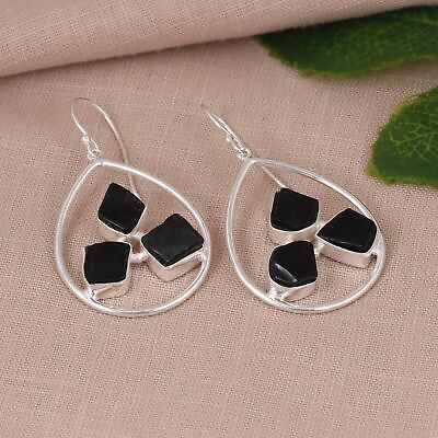 #ad Natural Healing Gemstone Earrings in Sterling Silver With Black Obsidian Jewelry C $74.31