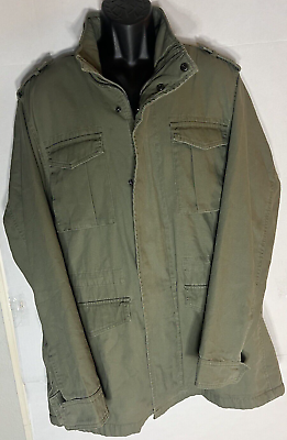 #ad BLEECKER amp; BROAD Mens Coat Jacket XL Faux Fleece Lined Army Green $21.95