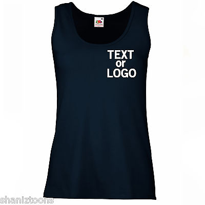 #ad Ladies Womens Lady Fit Navy Vest Personalised Text Logo Design x10 Bulk Pack GBP 86.25