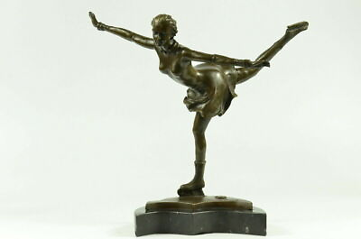#ad 30 cm Western Art deco Bronze women Girl figure skating ice dancing Sculpture $299.50