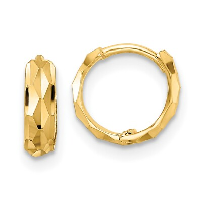 #ad 14k Yellow Gold Diamond cut Hinged Hoop Earrings L 9.13 mm W 9.4 mm $157.50