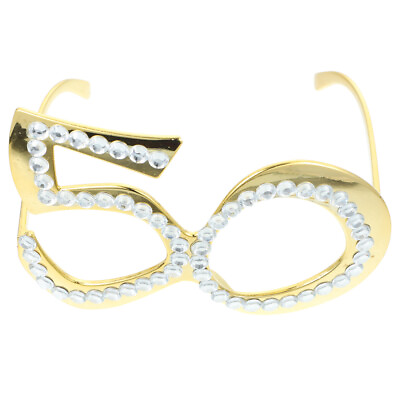 #ad 50th Birthday Glasses Golden Sunglasses with Rhinestones GN $10.55