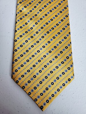 #ad BRIONI Men Neck Tie Yellow Geometric Handmade Italy Silk 60quot; $120.00