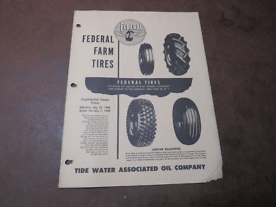 #ad Veedol Oil Tydol Federal Farm tires ad paper vintage catalog Tide Water $11.90
