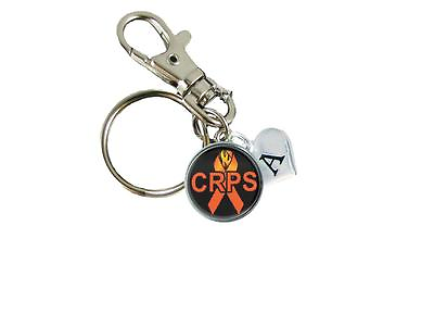 #ad Custom CRPS RSD Awareness Orange Ribbon Silver Key Chain Choose Initial Charm $15.99