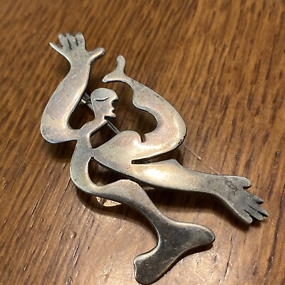 #ad Joi D Art Lanave Spain Vintage Sterling Silver Figural Brooch Abstract Wa $149.00