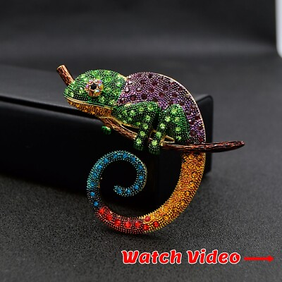 #ad #ad Big Multicolor Lizard Brooch Pins Fashion Animal Chameleon Wedding Jewelry Gift $2.99