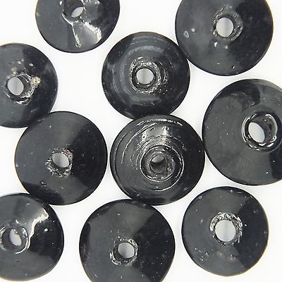#ad Glass Beads Black Opaque Disc Rondelle 16x6mm. Pack of 10. Made in India. $5.96