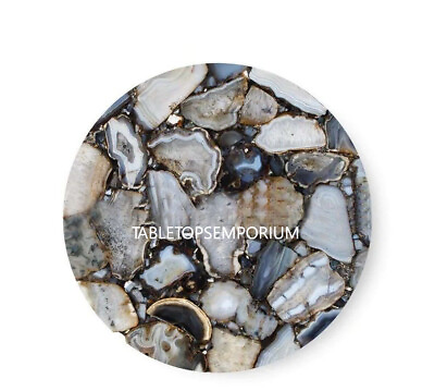 #ad Round Gray Agate Semi Precious Stone Handmade Gemstone Tabletop Home Decors $336.71