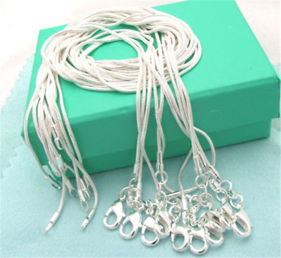 #ad 10PCS wholesale 925 sterling solid silver 1MM 16 30inch snake chain necklace $6.75