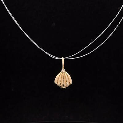 #ad 14K High Relief Scallop Shell Vintage Charm Pendant Yellow Gold *76 $69.95