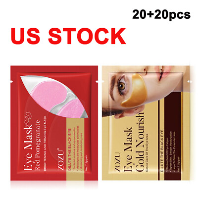 #ad 40Pcs Gold Crystal Collagen Eye Mask Patch Wrinkle Anti Aging Dark Circle Pads $15.19